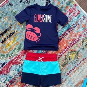 Cat & Jack boys swim trunk and SPF shirt